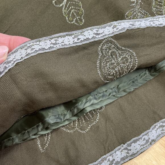 Coldwater Creek Midi Skirt Green Brown Size Medium Sequin Forest Fairy Granola - Picture 8 of 12